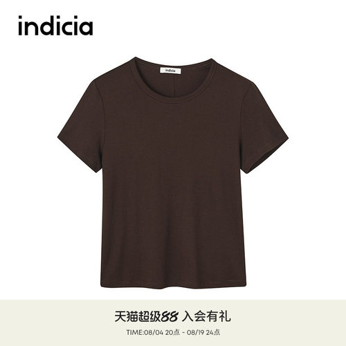 indicia标记商场同款春夏新款老钱风百搭气质短袖T恤F2C5TX368F