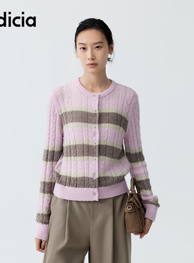 indicia标记商场同款2026春季新款设计感撞色条纹开衫 F2A6KS011F