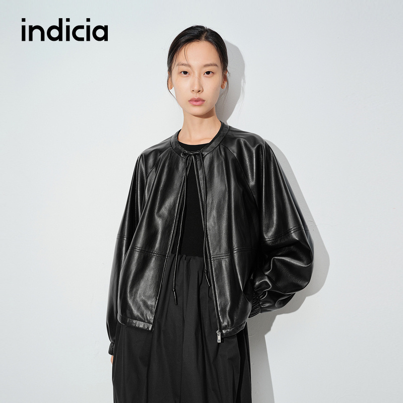 indicia标记时尚甜酷风皮衣外套