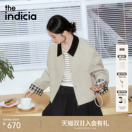 indicia标记领口撞色设计外套