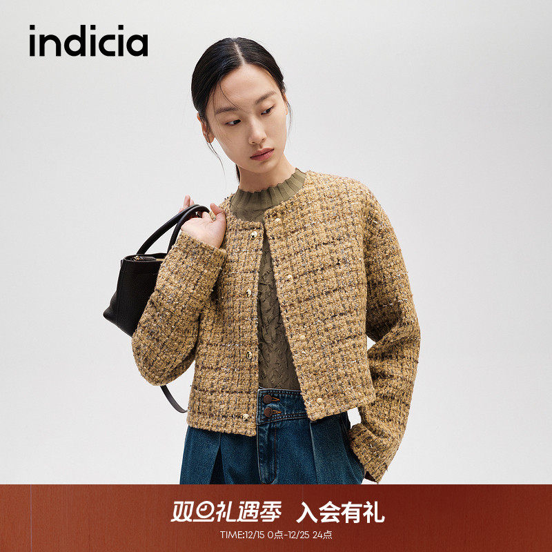 indicia标记小香风粗花呢外套