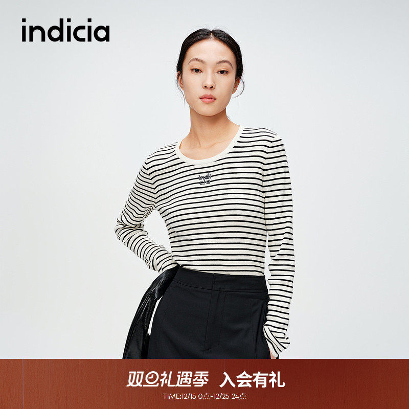 商场同款针织衫indicia圆领
