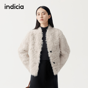 F2D5PC528C 气质优雅显贵皮草外套 indicia标记商场同款 2025冬新款