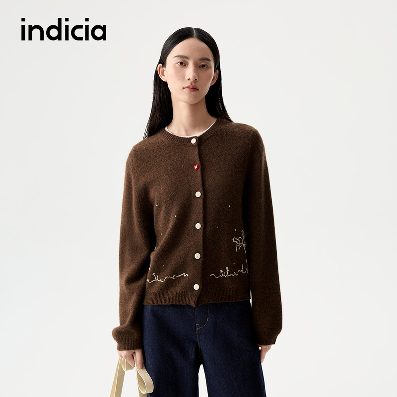 indicia标记2025冬季新款冬日热可可风温柔百搭短款开衫L2D5KS237