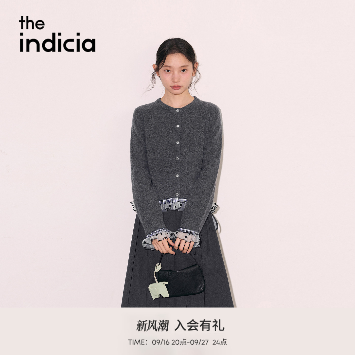 the indicia标记2026秋季新款甜美减龄波点荷叶边开衫 L2C6KS243Y										
