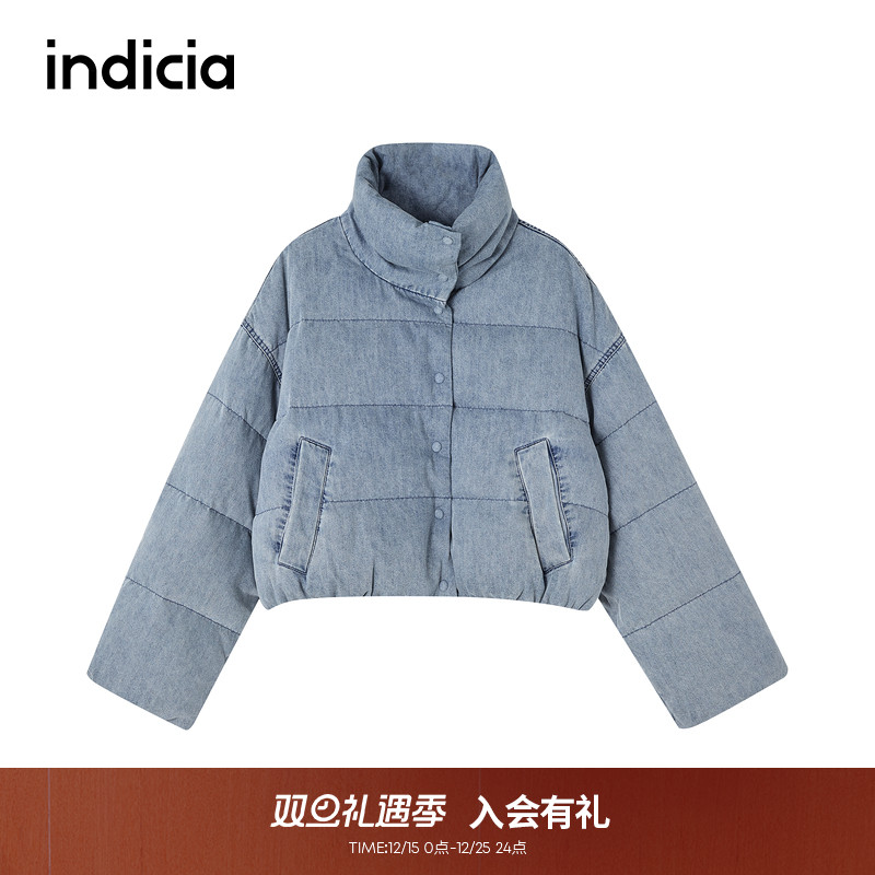 indicia标记商场同款牛仔羽绒服立领加厚面包服外套F2D4YR723F