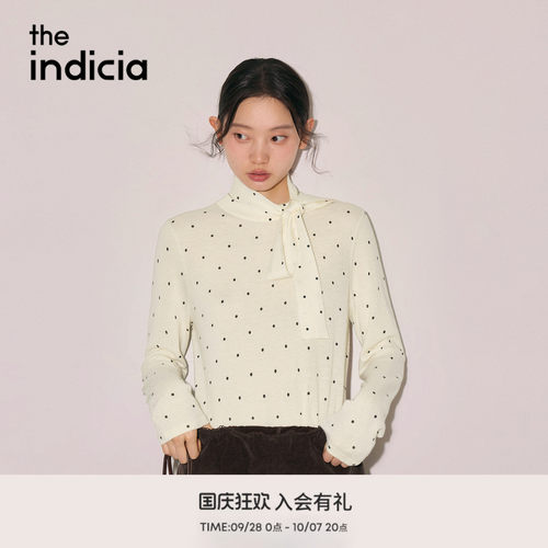 the indicia标记2026冬季新款优雅设计感波点飘带毛衫 L2D6MS375Z