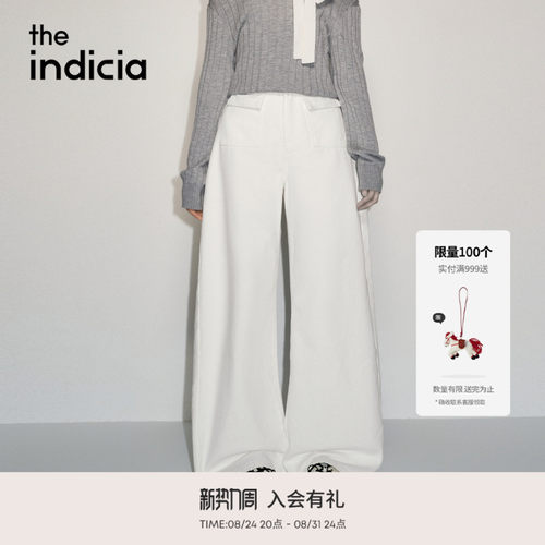 the indicia标记2026秋新款清爽奶白高腰弯刀裤牛仔裤 L2C6NK213Z