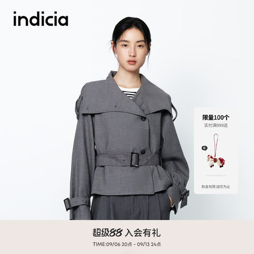 indicia标记商场同款春秋新款慵懒风气质收腰夹克外套F2A5WT048C