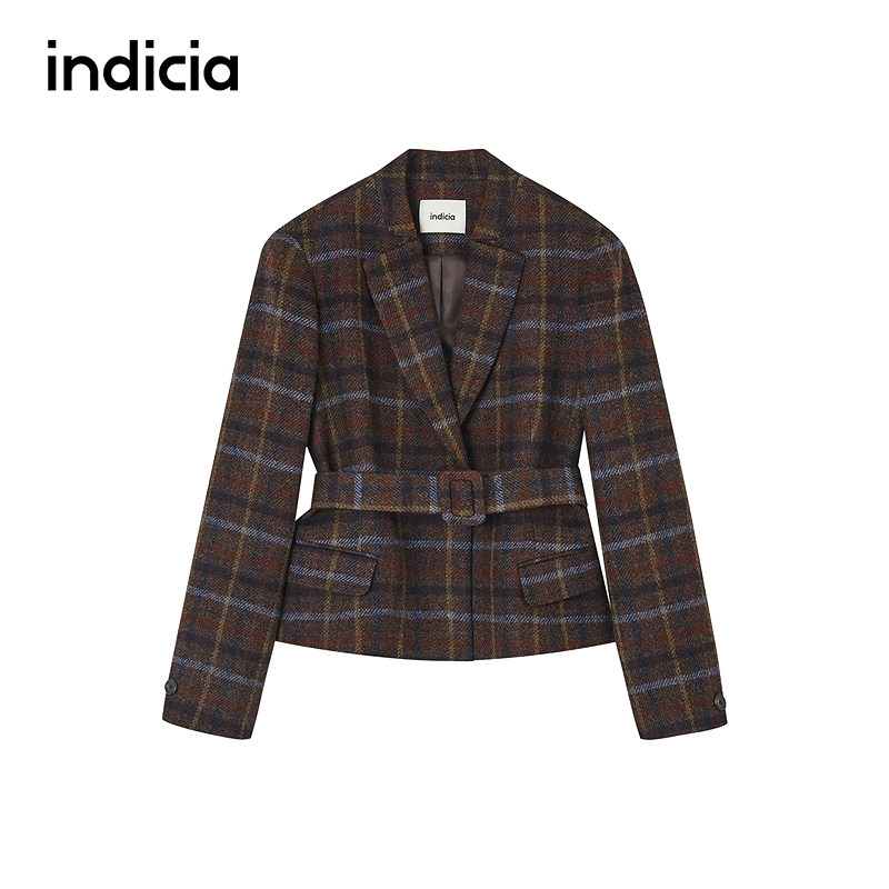 indicia标记商场同款2026春新款复古时髦撞色格纹西装 F2A6XZ012F