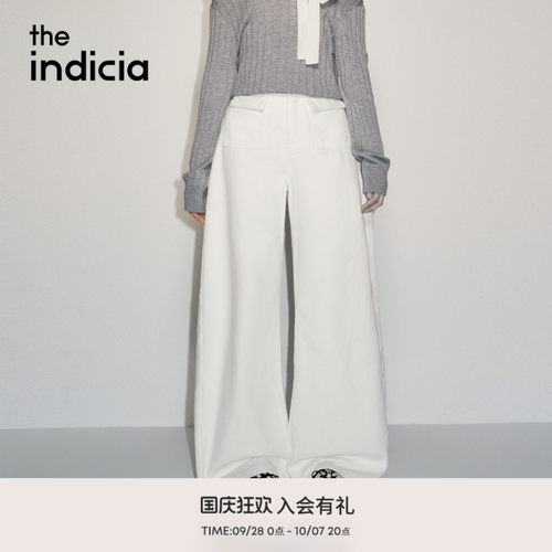 the indicia标记2026秋新款清爽奶白高腰弯刀裤牛仔裤 L2C6NK213Z