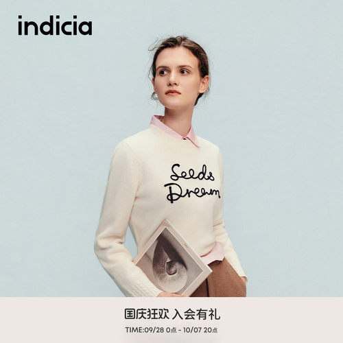 indicia标记商场同款冬季新款简约时尚绵羊毛毛衫 F2D5MS585C