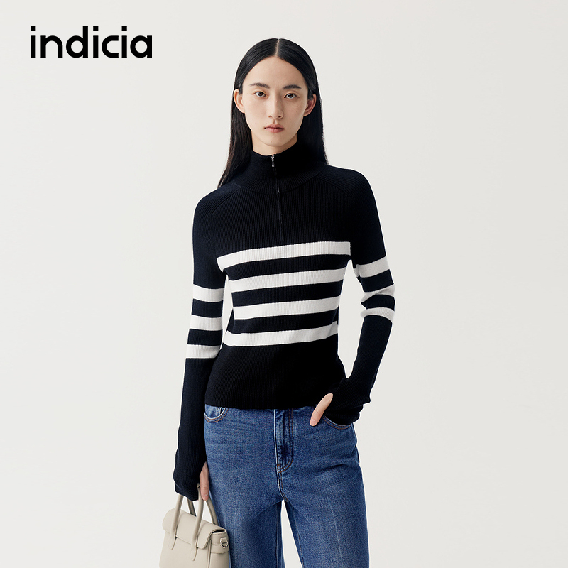 indicia标记商场同款2025冬季新款简约百搭修身针织衫 F2D5ZZ500F