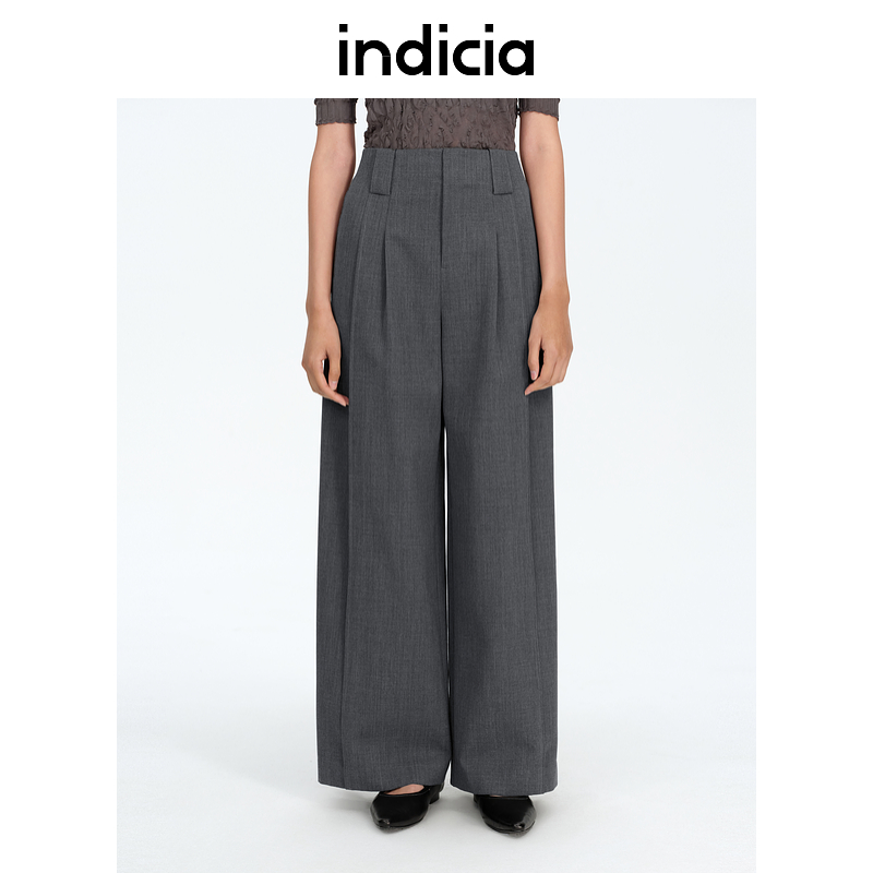 indicia标记商场同款25秋新款直筒休闲裤百搭阔腿西裤 F2A5KZ013F