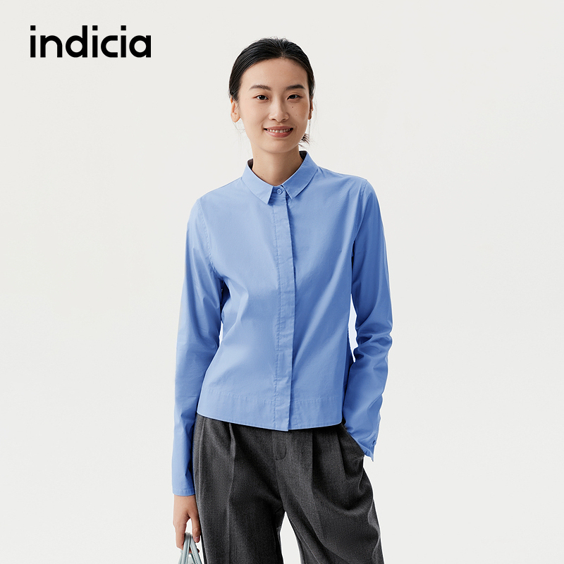 indicia标记商场同款2025秋新款经典翻领韩系窄版衬衫 F2C5CS389C