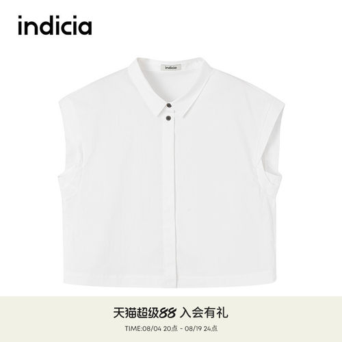 indicia标记商场同款夏季新款无袖简约短款白衬衫 F2B5CS175N