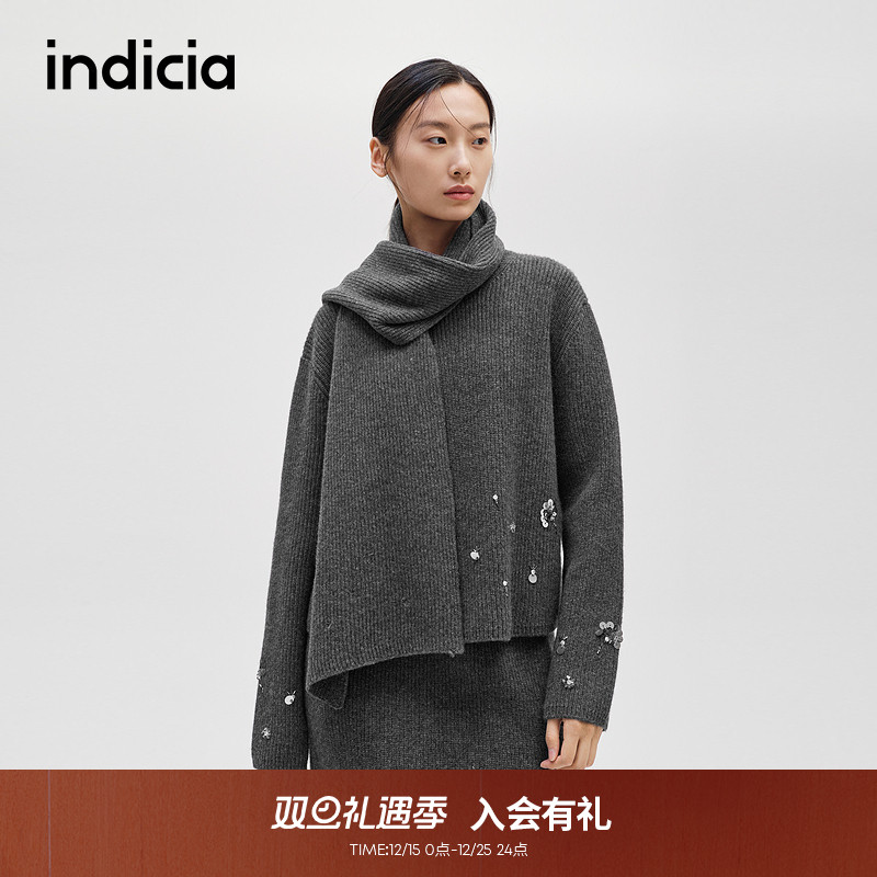 indicia标记立体装饰毛衫