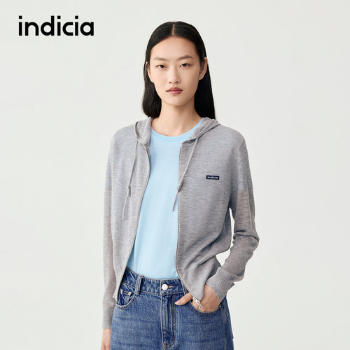 indicia标记商场同款25秋新款落肩袖百搭休闲连帽开衫F2C5KS312N