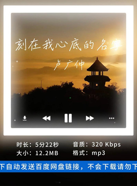 【淘淘伴奏】B1362卢广仲 刻在我心底的名字原版伴奏无MV剧情人声