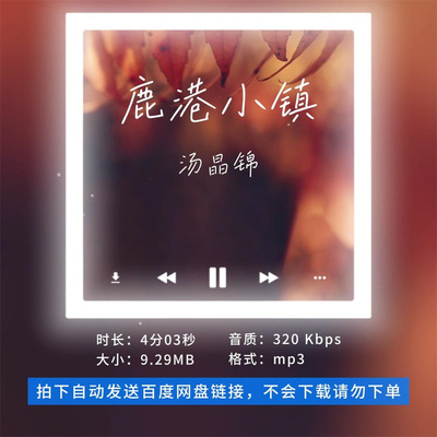 【淘淘伴奏】B2284汤晶锦 鹿港小镇 新声代live版伴奏 无人声