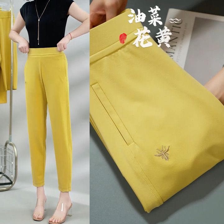 2025新款女士哈伦裤小脚裤高腰卫裤妈妈装休闲萝卜裤子显瘦百搭