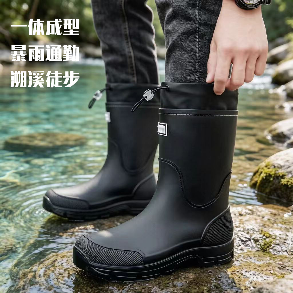 防滑雨鞋男女款中筒束口雨靴钓鱼涉水防水鞋水鞋外卖骑手洗车胶鞋