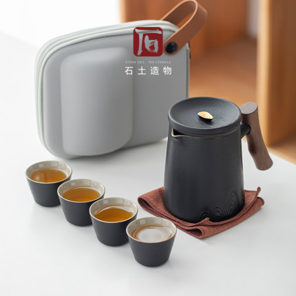 随身快客杯户外陶瓷便携式个人专用旅行功夫茶具套装大容量泡茶壶