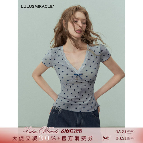 夏季时尚波点短袖T恤上衣
