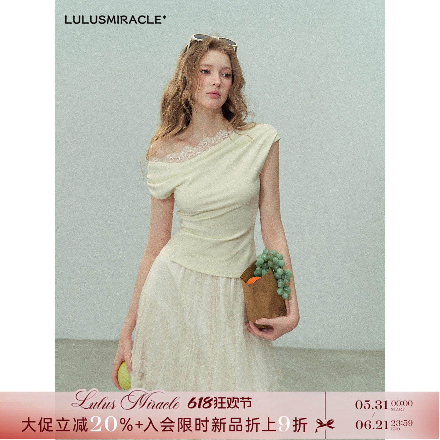 LulusMiracle【海豚湾2.0】显瘦气质夏纯欲小露腰拼接短袖T恤上衣