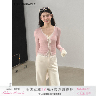 新款 甜美假两件绑带针织上衣女26年春季 白羽浮樱 LulusMiracle