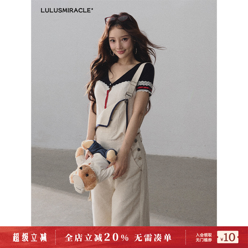 李小璐新款少女感减龄牛仔背带裤