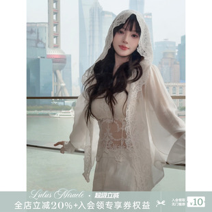 Lulusmiracle【扶风衫】李小璐夏季超洋气蕾丝连帽防晒衬衫外套女
