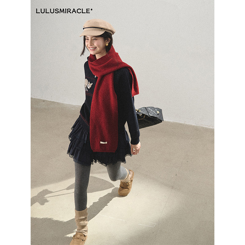 Lulusmiracle【空山境】韩系大翻领针织衫毛衣外套开衫加厚女春冬
