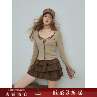 Lulusmiracle【芙丽丝】秋季甜妹气质显瘦时尚针织衫短裙套装