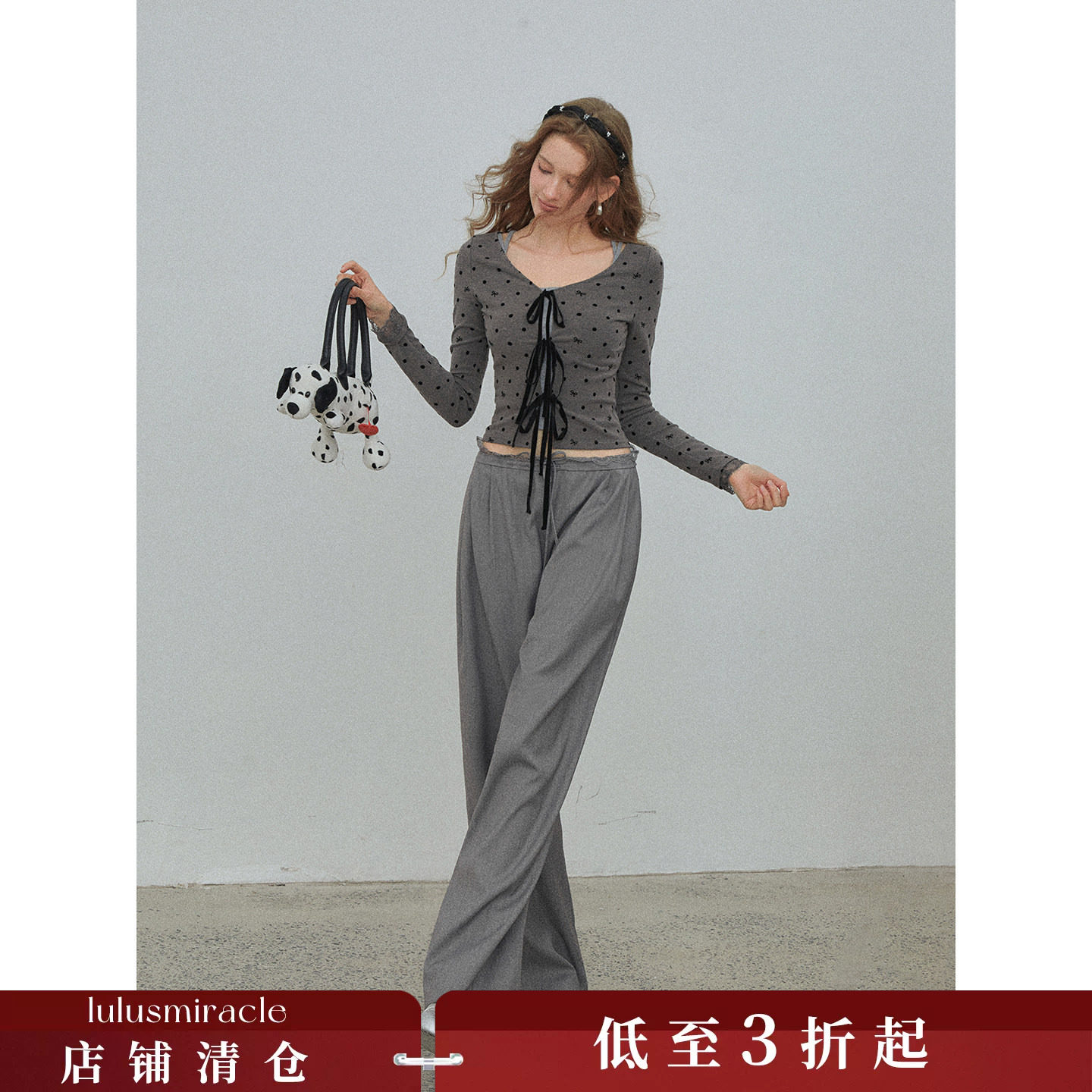 Lulusmiracle【蝴蝶电波】时尚百搭气质显瘦秋冬打底衫V领上衣