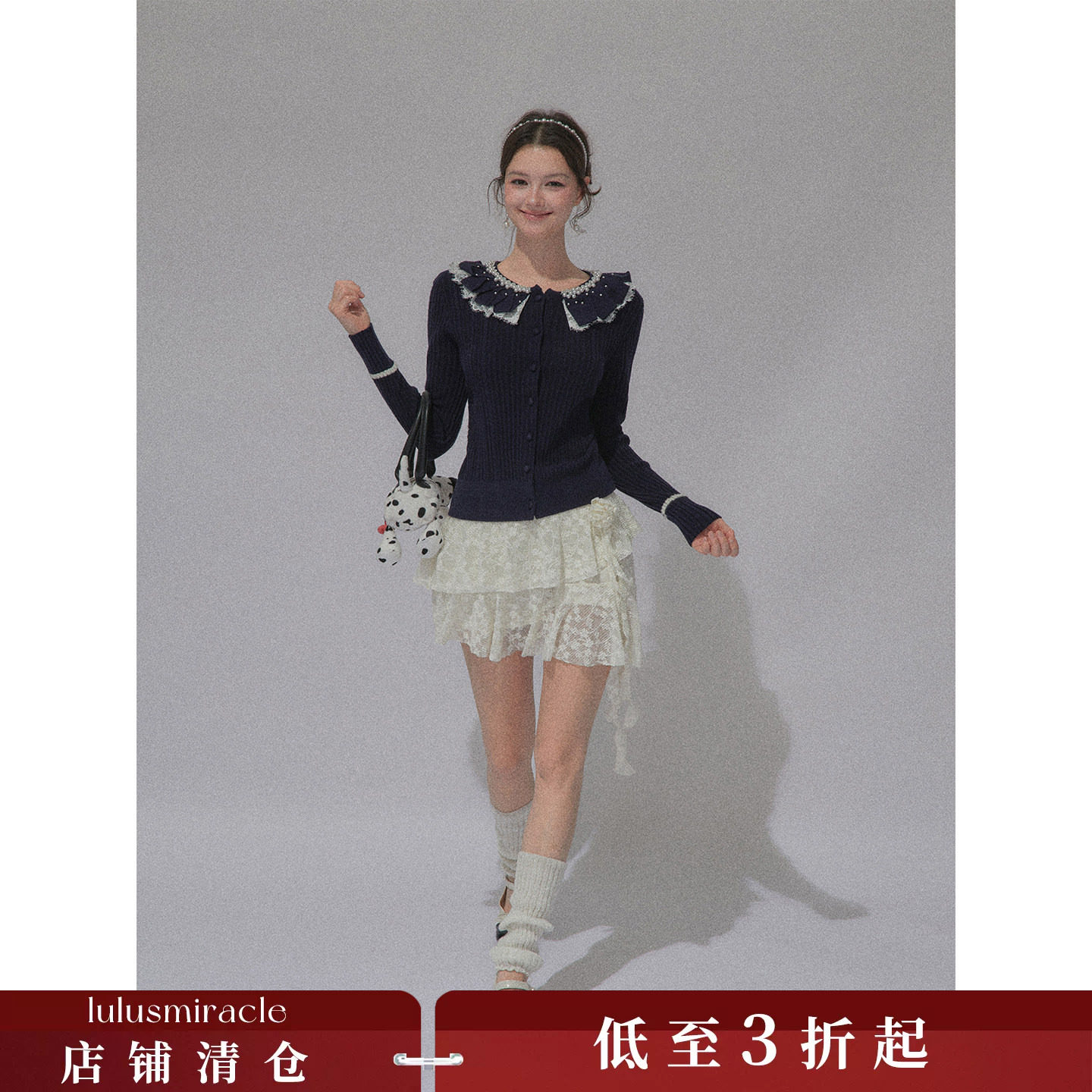 Lulusmiracle【花幔半裙】新款法式蕾丝蛋糕裙不规则百搭半身裙女