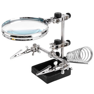 台式放大镜工作台台灯焊接带led灯烙铁架支架桌面维修用电路板高清高倍修手表专用100手机50钟表20专业1000