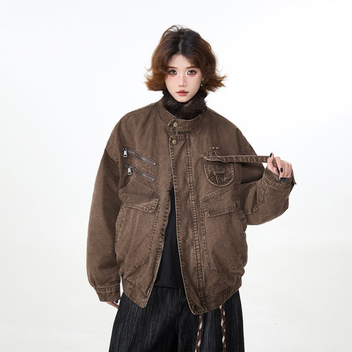 出前一町夹棉牛仔外套