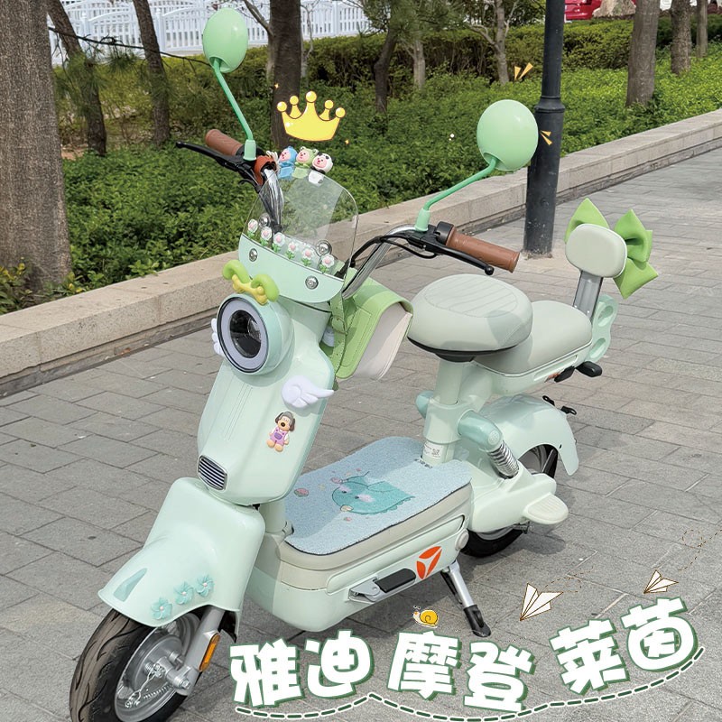 适用于雅迪摩登莱茵装饰用品大全80专用电动车坐垫套脚垫绿色可爱