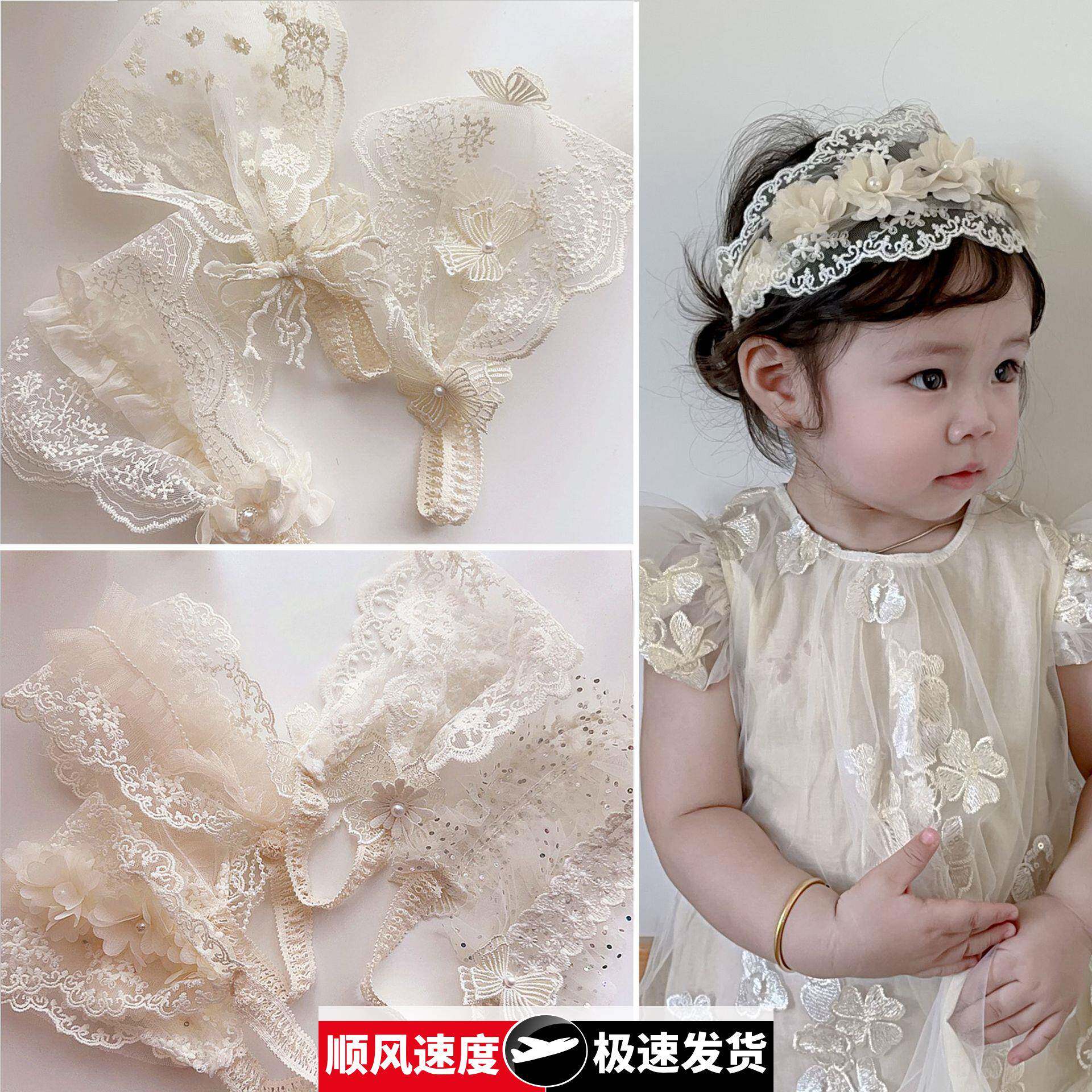 新款法式复古田园镂空蕾丝宽版儿童幼儿可爱发带头带发饰婴儿发带