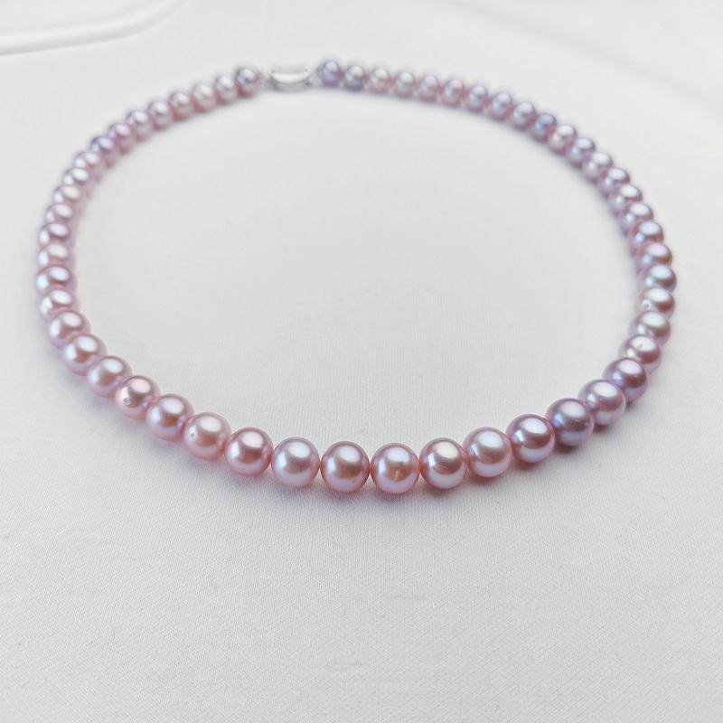 天然淡水珍珠项链女紫色近正圆真珍珠强光近无暇生日礼物8-9mm,珠宝/钻石/翡翠,颈饰,淘宝优惠券,粉丝福利购,淘宝优惠卷
