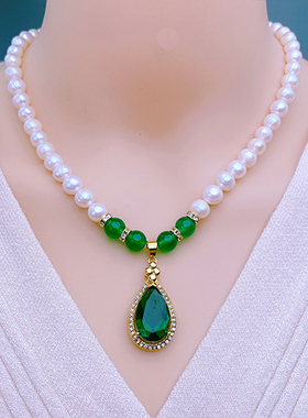 戴多美近圆形淡水珍珠项链强光泽白色送妈妈婆婆母亲节礼物