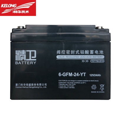 科华12V24AH阀控式免维护铅酸蓄电池6-GFM-24-YT精卫UPS蓄电池组