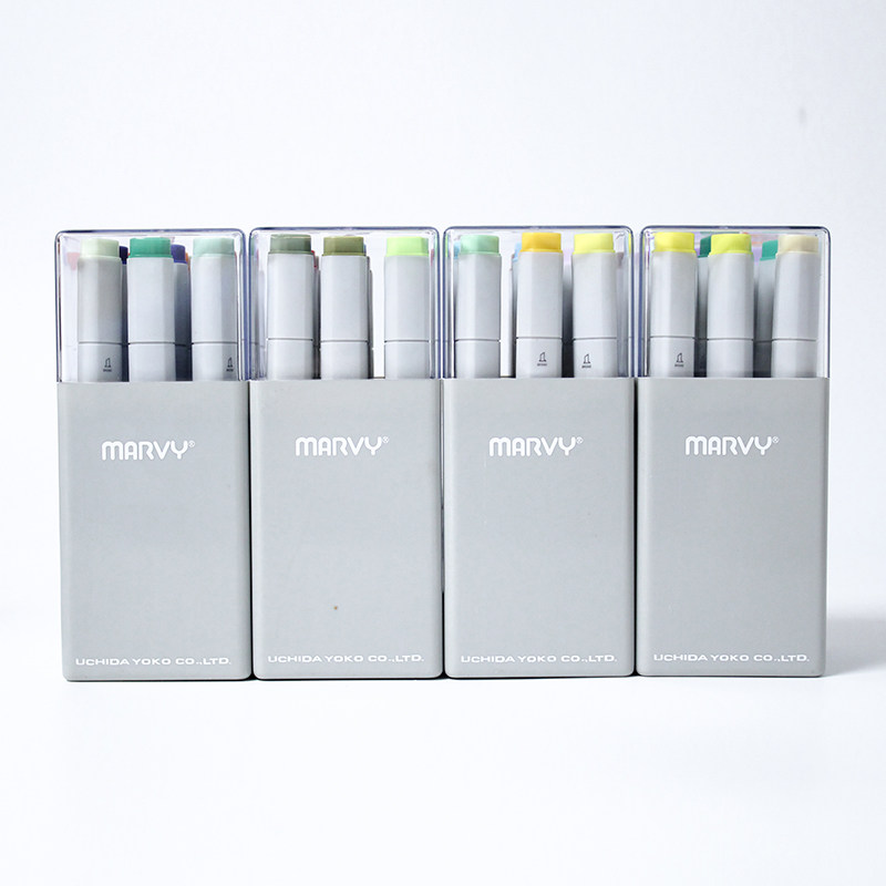 MARVY内田美辉马克笔T8套装双头美术生专用酒精油性硬头大墨量建筑设计