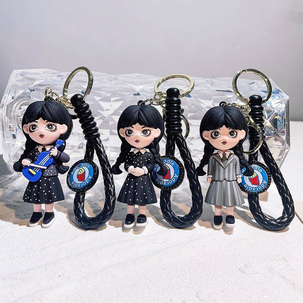 new wednesday adams 3d silica gel keychain cartoon keyring g
