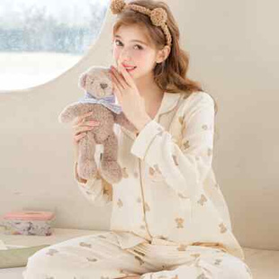 家时光月子服春夏薄款 家居服 产后纯棉纱布孕妇哺乳睡衣怀孕期时尚