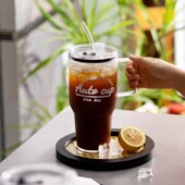 新夏季 车载杯子 冰霸杯大容量水杯高颜值咖啡杯耐高温玻璃杯便携式