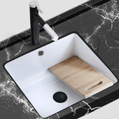 超深21cm洗衣池带搓衣板阳台陶瓷洗手盆K台下盆嵌入式 洗衣盆洗水