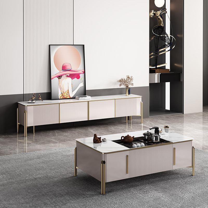 北欧简约电视柜茶几轻奢r小户型客厅岩板茶桌家用大理石茶几视听