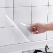 厨房防油贴纸防水耐高温油烟机透明瓷砖墙贴灶台自粘橱柜壁纸